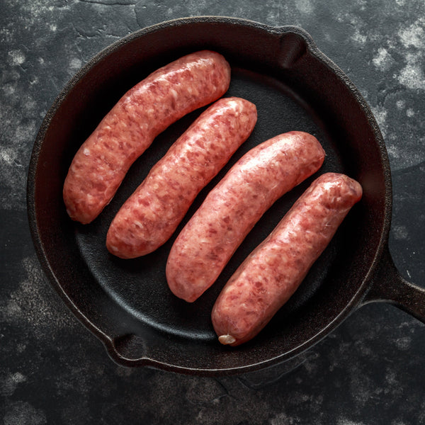 Just Beef Un-aged Quick Frozen grass fed beef sausages, (100% meat, Grain free, additive free, frozen)