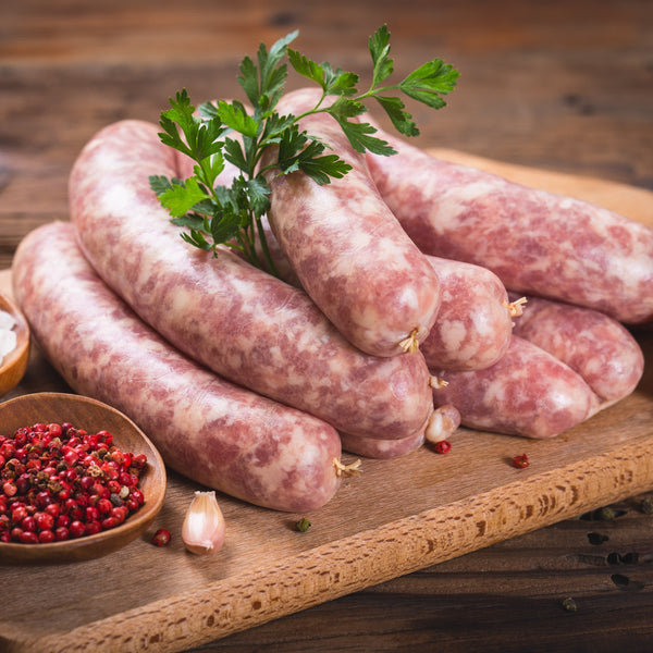 Free range gluten free Tamworth pork sausages - Family size 1 kg pack (gluten free, frozen)