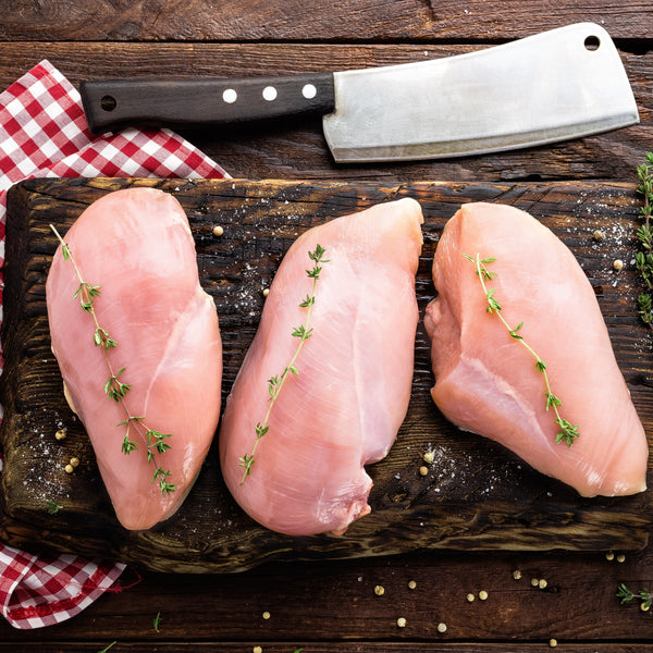 Free Range Chicken Breast (quick frozen, un-aged, boned, skinless)