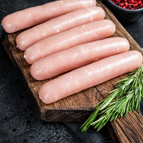 Just Chicken sausages, (100% free range chicken, additive free, salt-free, quick frozen, un-aged)