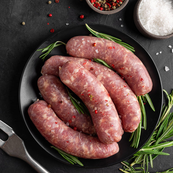 Just Venison sausages (100% venison,  grain free, additive free, salt-free, quick frozen, un-aged)