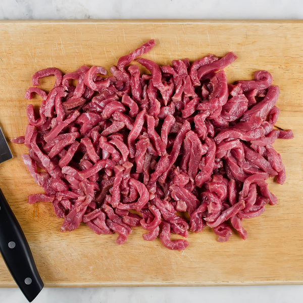 Grass fed lamb stir-fry (quick frozen, un-aged)