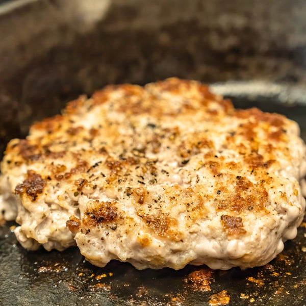 Free Range pork breakfast patties (no grain, quick frozen, un-aged, additive free, grain free, gluten free, frozen)