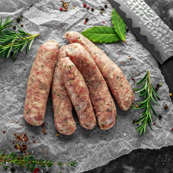 Paleo Pork Sausages, (Free range Pork, Minced  Beef Heart, Minced Beef Kidney mix) (gluten free, frozen)