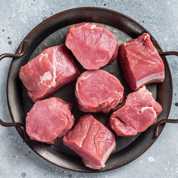Pasture Raised Free Range Pork fillet steaks (quick frozen, un-aged)