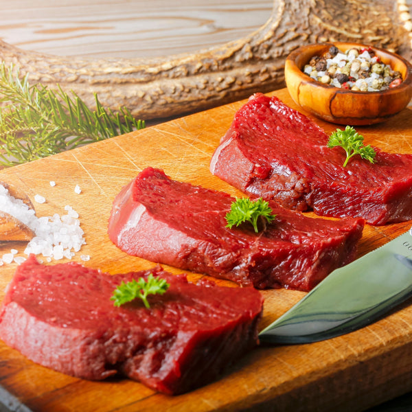 Wild Venison rib-eye steak (quick frozen, un-aged)